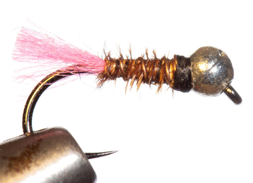 Pink Dink small 2mm silver beaded pink tag bead fly